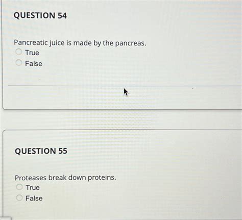 Solved QUESTION 54Pancreatic juice is made by the | Chegg.com