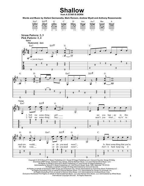 Lady Gaga & Bradley Cooper "Shallow (from A Star Is Born)" Sheet Music Notes | Download ...