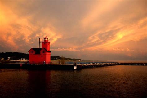 Holland's "Big Red" Lighthouse- "Big Red" can be seen across the channel at Holland State Park ...