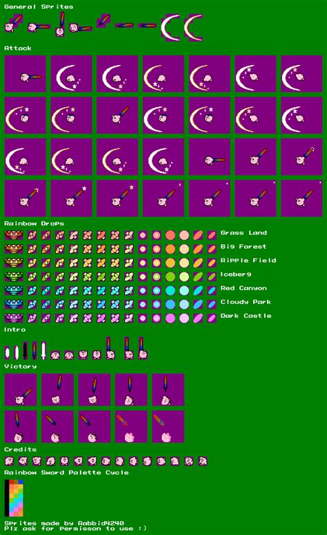 The Spriters Resource - Full Sheet View - Kirby Customs - Rainbow Sword Kirby (Adventure-Style)