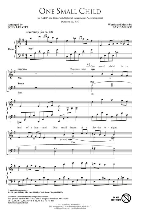 One Small Child by John Leavitt Sheet Music for SATB Choir at Sheet Music Direct