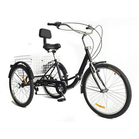 24″ Adult Tricycle With Basket 3-Wheel 7 Speed Seniors Trike Bike ...