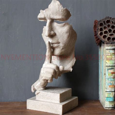 Statues Figurine Living Room Art Decor Furnishings Silence Is A Gold ...