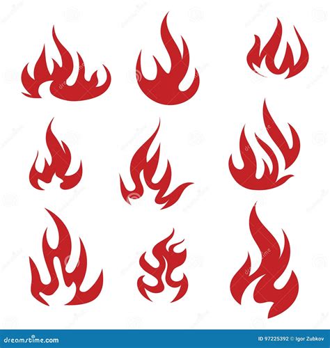 Vector Set of Flame. a Collection of Stylized Fires. Abstract Fire ...