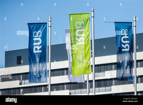 Bochum, Ruhr Area, North Rhine-Westphalia, Germany - RUB, Ruhr-University Bochum, flags with RUB ...