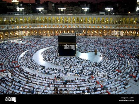 Aerial view over mass prayer Mecca Saudi Arabia Middle East M Amin ...