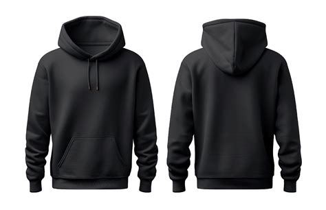 Black hoodie front and back side mockup Template isolated on transparent background. PNG file ...