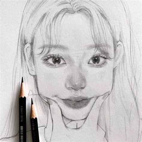 보리차 on Instagram: "볼꾹꾹(*ฅ́˘ฅ̀*) #wip #karina #aespa #카리나 #에스파" in 2024 | Beauty art drawings ...