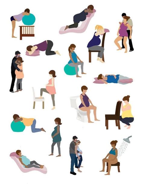 Alternative Labor Positions – Vector Illustrations, Artwork for Natural Childbirth Education ...