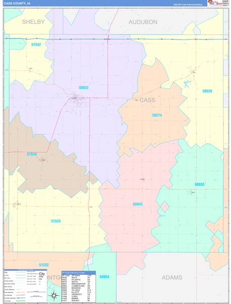 Cass County, IA Wall Map Color Cast Style by MarketMAPS - MapSales