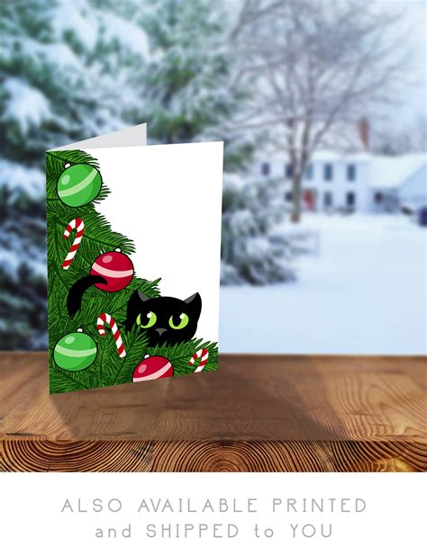 Printable Cat Card Cat Christmas Card Printable Christmas - Etsy