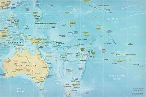 Large detailed relief map of Australia and Oceania. Australia and ...