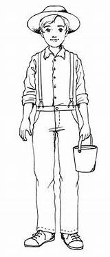 Pioneer Boy Clip Art Sketch Coloring Page sketch template