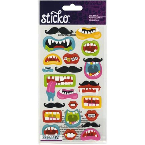 Sticko Stickers-Funny Mouths & Mustaches - Walmart.com