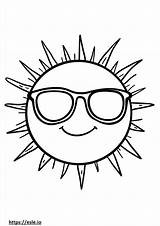 Sun With Sunglasses coloring Page sketch template