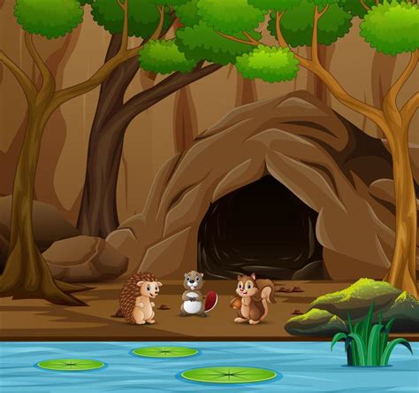 Many animals cartoon living in the cave 5220808 Vector Art at Vecteezy