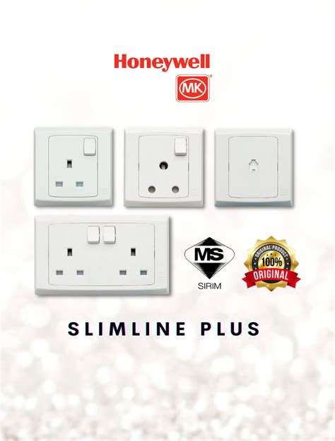 MK Slimline Plus 13A 15A Switch Socket Outlet / Telephone Socket with ...