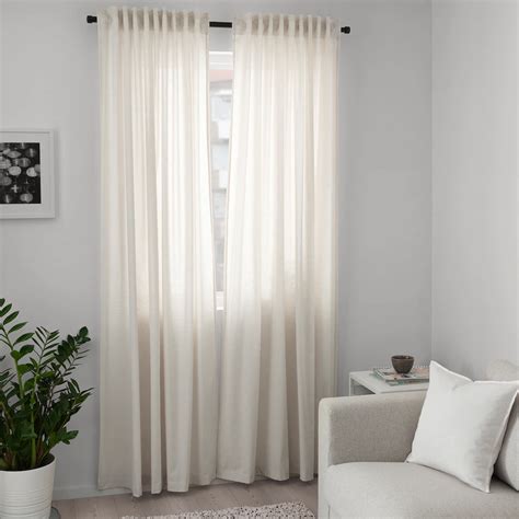 HANNALILL Curtains, 1 pair, beige, 57x98" - IKEA Cream Curtains, Beige ...