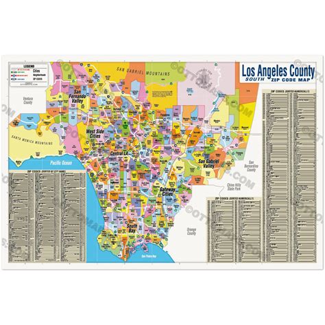 Los Angeles Zip Code Map - SOUTH (Zip Codes Colored) - POSTER PRINTS – Otto Maps