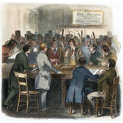 New York City Ballot 1844 Men Casting Their Ballots At New York City In ...