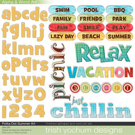 Summer Word Art Digital Summer Clipart Alphabet Scrapbook