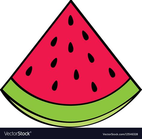 Watermelon fresh fruit drawing icon vector image on VectorStock in 2024 | Watermelon drawing ...