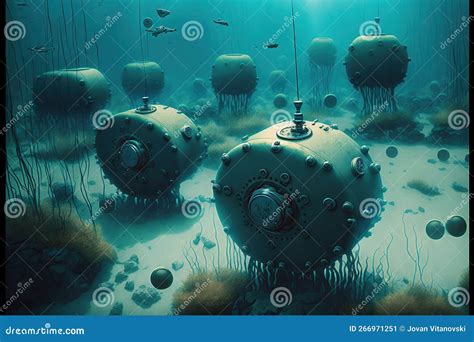 Naval Underwater Mines On The Green Screen Royalty-Free Illustration | CartoonDealer.com #235048452