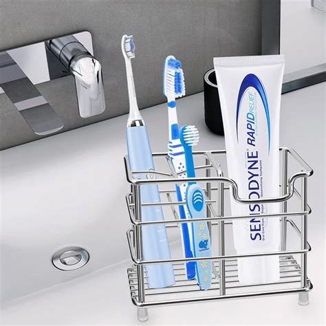 Stainless Steel Toothbrush Holder Multifunctional Toothpaste Holder for Bathroom, Sturdy and ...