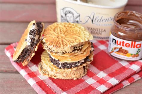 Nutella Pizzelle Ice Cream Sandwiches