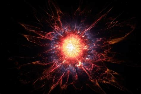 Premium AI Image | A fireball is surrounded by a red and blue explosion.