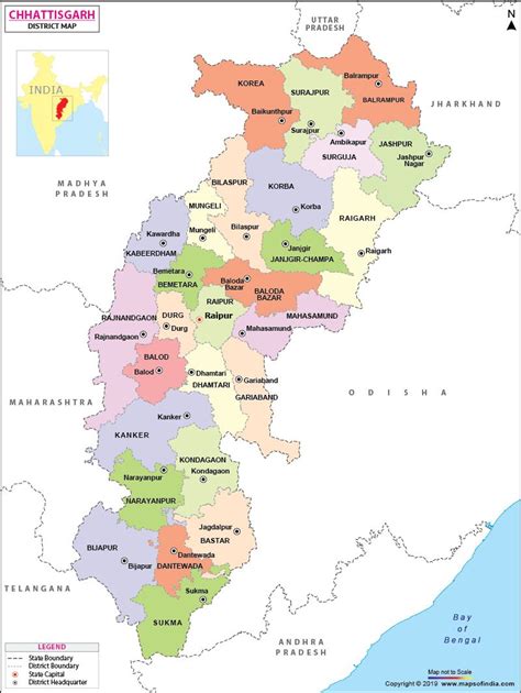 Chhattisgarh District Map | Chhattisgarh, Map, India map