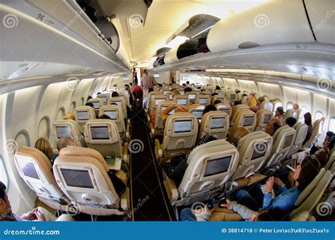 Interior of a Airbus editorial stock photo. Image of destination - 38814718