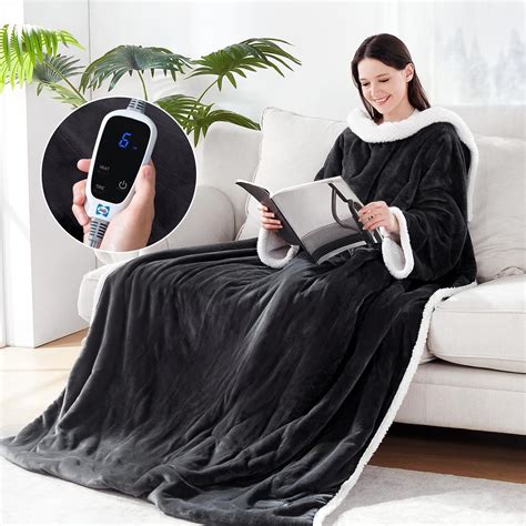 Amazon.com: SEALY Electric Blanket Wearable with Foot Pocket, Electric Snuggle Blanket with ...