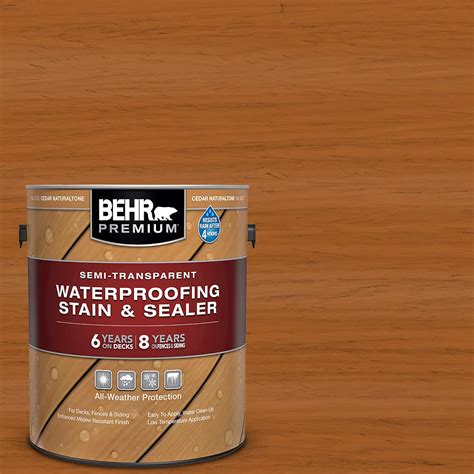 Behr Premium Semi-Transparent Waterproofing Stain & Sealer - Cedar Naturaltone No. 5533, 3 ...