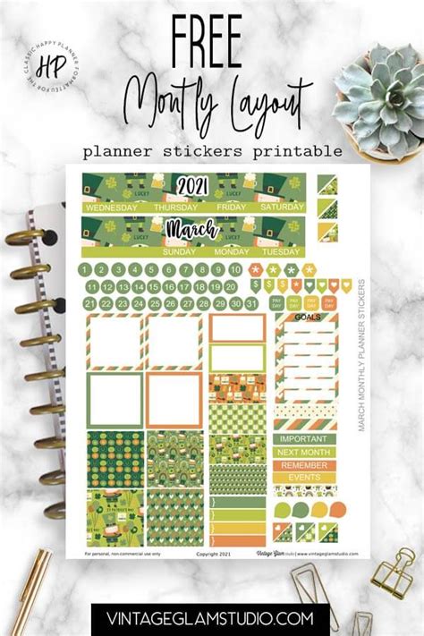 March Monthly Layout - Classic Happy Planner