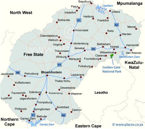 Accommodation Map of the Free State