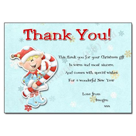 Elf Christmas Thank You Note | Baby shower thank you cards, Thank you card wording, Christmas ...