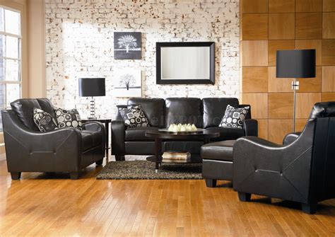 Modern Leather Living Room 502271 Black