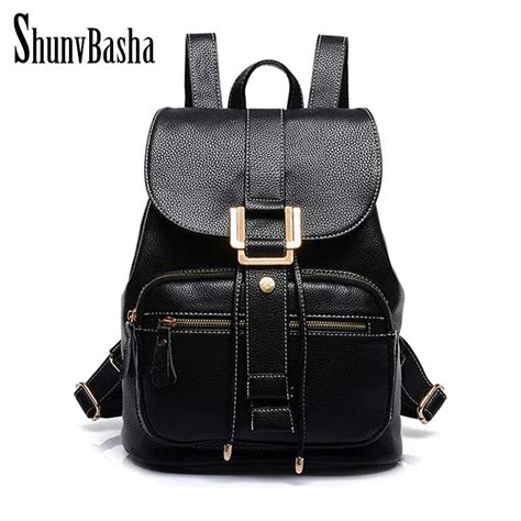 Women Leather Backpack 2016 New High Quality PU Leather Casual Daypacks travel bags Women ...