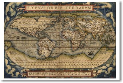 Ortelius World Map 1570 - NEW Classroom Social Studies Poster - PosterEnvy.com