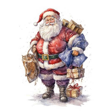 Premium AI Image | watercolor santa claus illustration