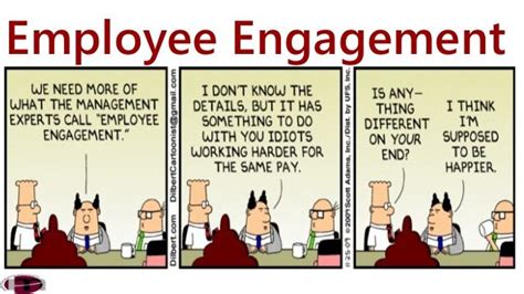 three paneled cartoon depicting employee engagement