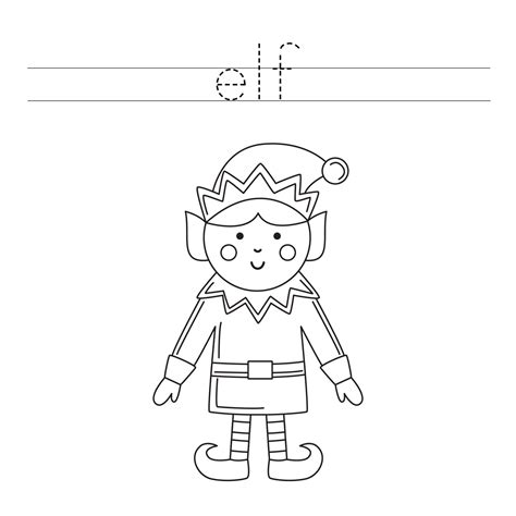 Trace the letters and color Christmas elf. Handwriting practice for ...