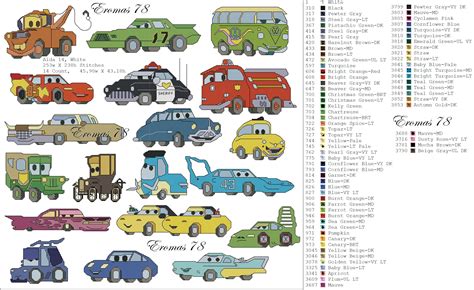 Cars Collage 2 of 2 Eromas 78 Disney Cross Stitch Patterns, Counted ...