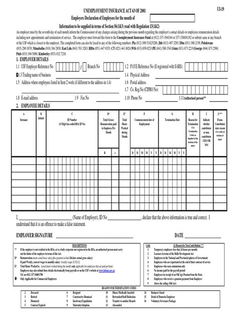 Form Ui-19 - Declaration of Information of Commercial Employees and ...