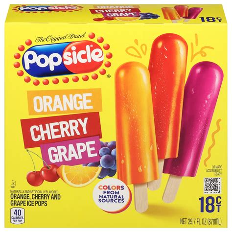 Popsicle Orange Cherry & Grape Ice Pops - Shop Bars & Pops at H-E-B