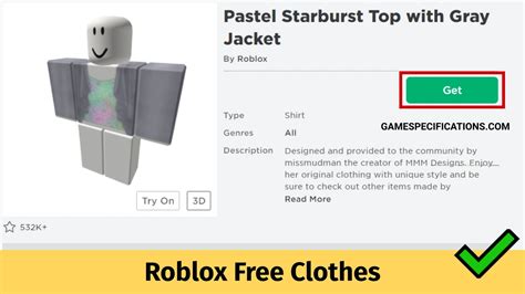 Roblox Free Clothes For Your Avatar - Game Specifications