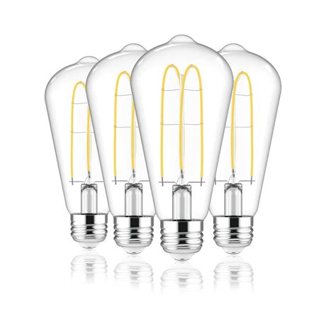 BHG LED Vintage Bulb, 4-Watt (40W Equivalent) ST19 With E26 Base, Dimmable, Daylight, 4-Pack ...