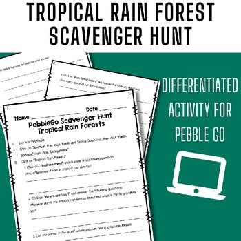 Tropical Rain Forests|Ecosystems - PebbleGo Science Scavenger Hunt