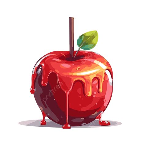 Candy Apple Vector, Sticker Clipart Red Apple With A Candy Drip Cartoon, Sticker, Clipart PNG ...